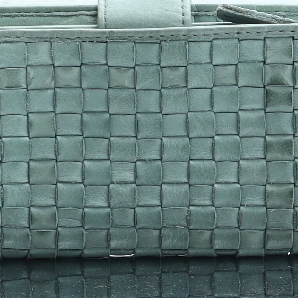 Preworn Womens Green Leather Bow Tie Wallet Size S