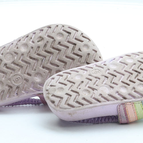 Preworn Girls Purple Striped Patent Leather Slider Sandal UK 5 23