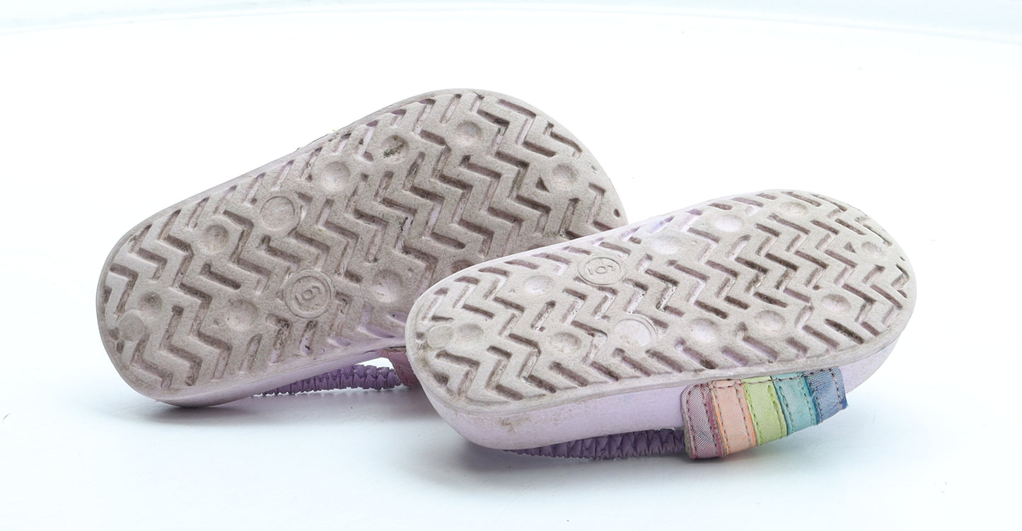 Preworn Girls Purple Striped Patent Leather Slider Sandal UK 5 23