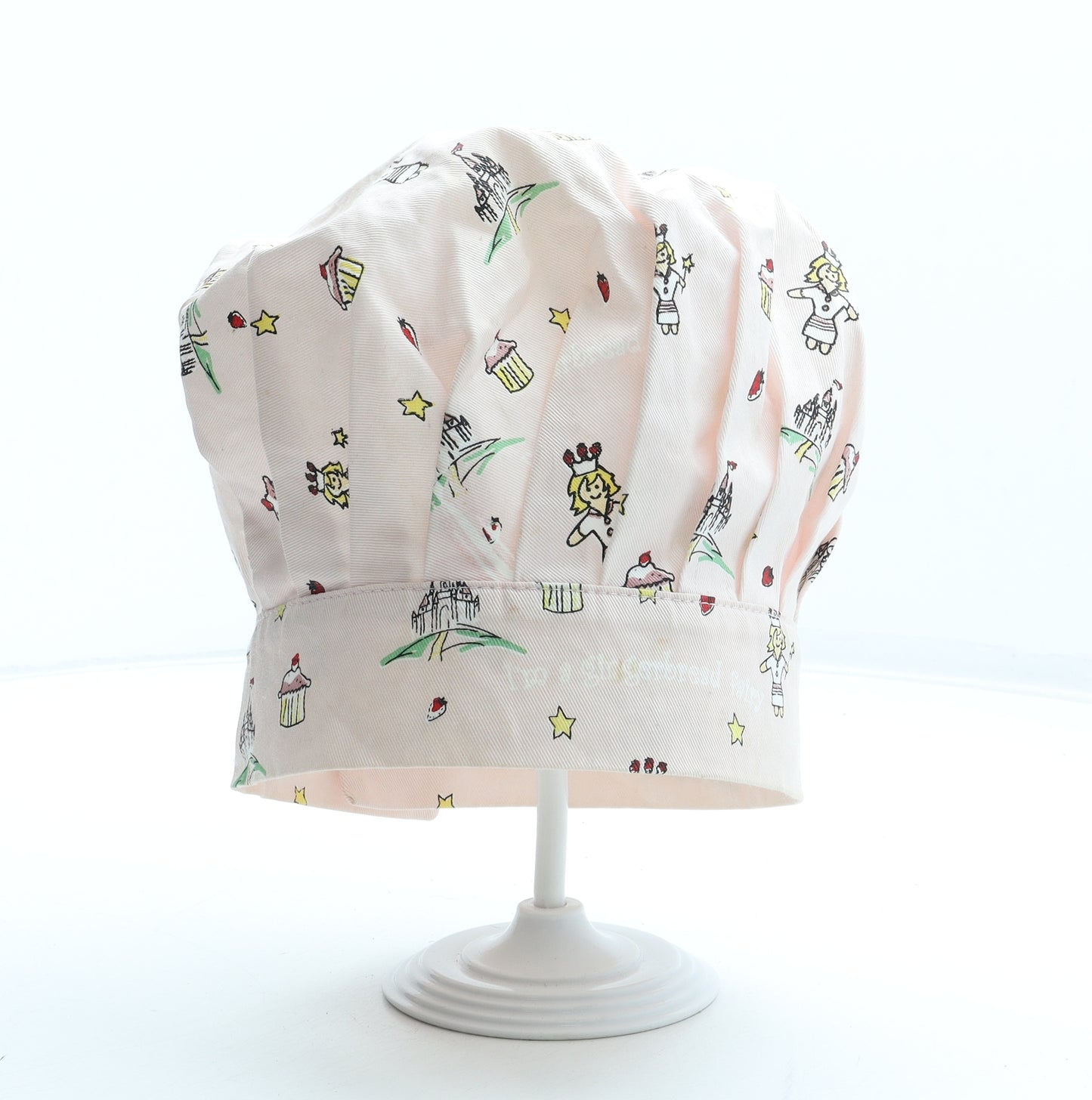 Preworn Girls Pink Geometric Polyester Beanie Size Adjustable - Chef Hat