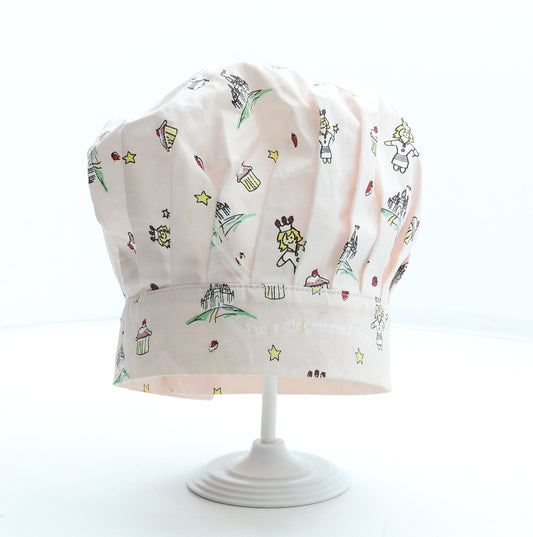 Preworn Girls Pink Geometric Polyester Beanie Size Adjustable - Chef Hat