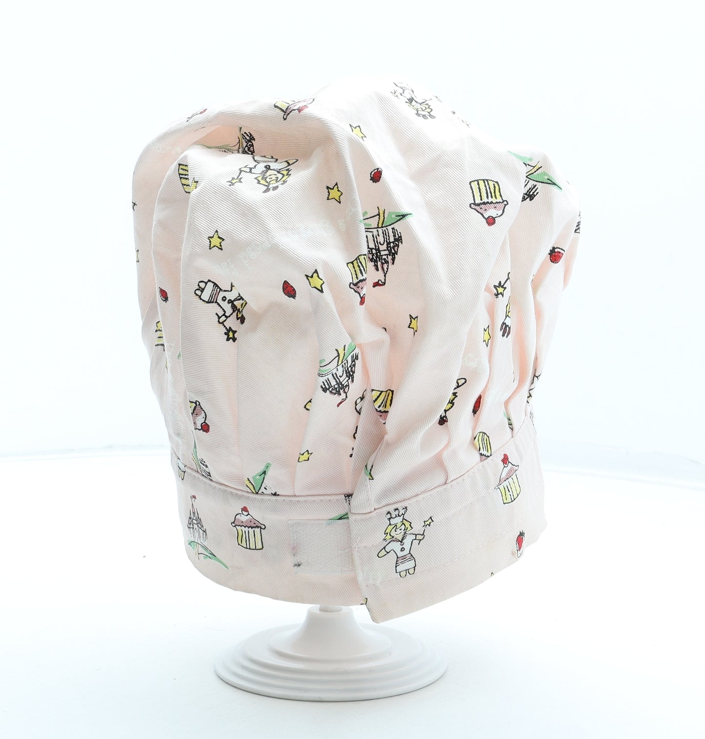 Preworn Girls Pink Geometric Polyester Beanie Size Adjustable - Chef Hat