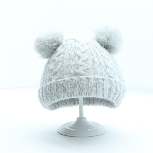 Matalan Girls Grey Acrylic Bobble Hat One Size - Size 6-12 months