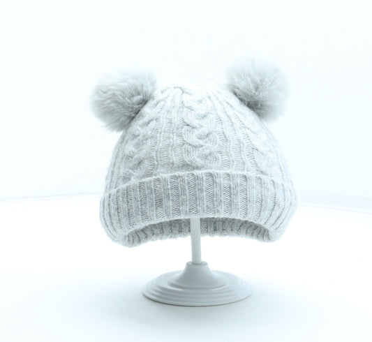 Matalan Girls Grey Acrylic Bobble Hat One Size - Size 6-12 months