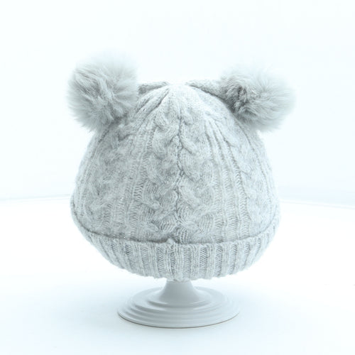 Matalan Girls Grey Acrylic Bobble Hat One Size - Size 6-12 months