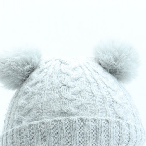 Matalan Girls Grey Acrylic Bobble Hat One Size - Size 6-12 months
