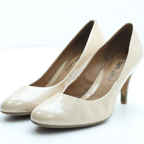 Clarks Womens Beige Polyurethane Court Heel UK - Patent
