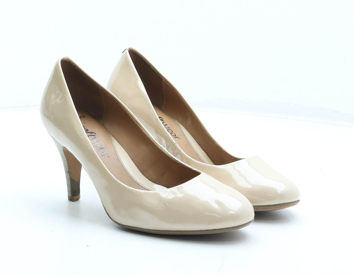Clarks Womens Beige Polyurethane Court Heel UK - Patent