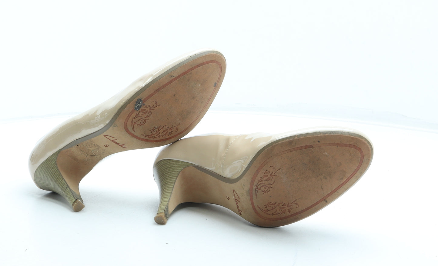 Clarks Womens Beige Polyurethane Court Heel UK - Patent