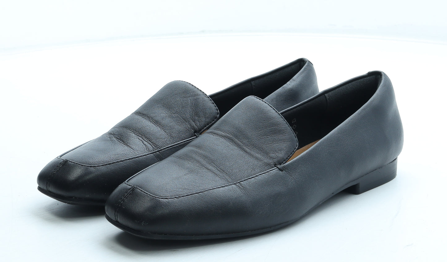 Marks and Spencer Womens Black Leather Slip On Casual UK - Wide Fit