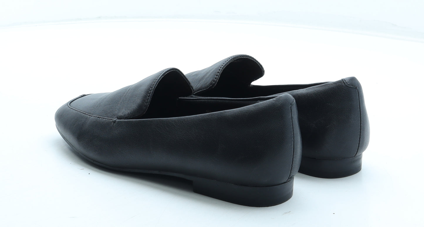 Marks and Spencer Womens Black Leather Slip On Casual UK - Wide Fit
