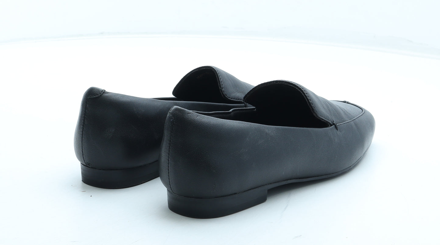 Marks and Spencer Womens Black Leather Slip On Casual UK - Wide Fit