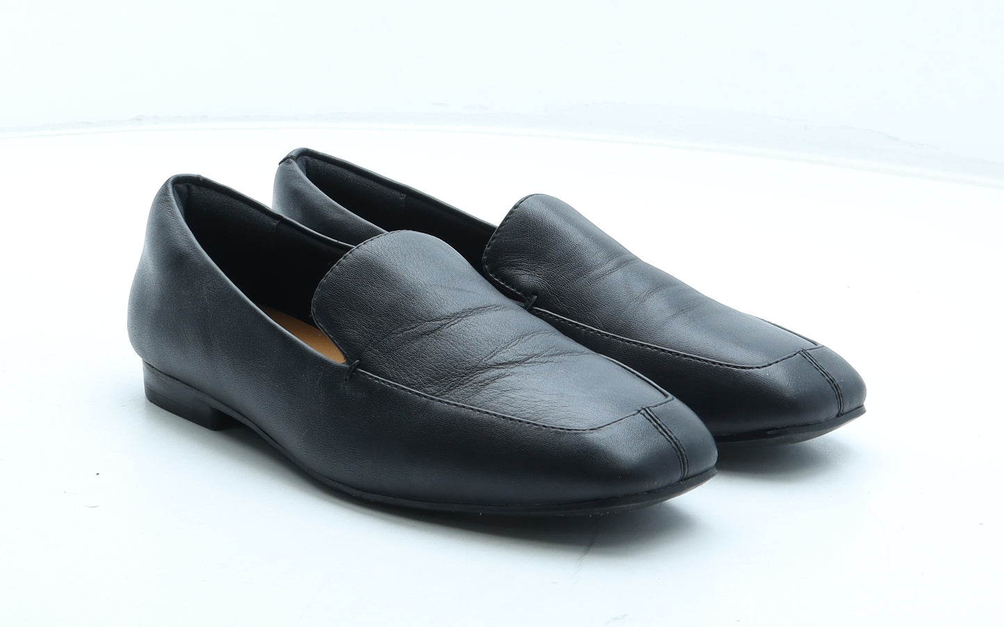 Marks and Spencer Womens Black Leather Slip On Casual UK - Wide Fit