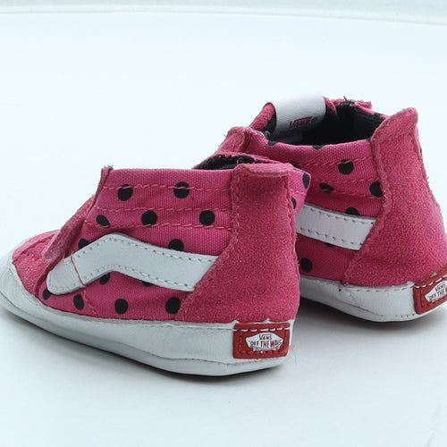 VANS Girls Pink Polka Dot Leather Bootie Boot UK 3.5