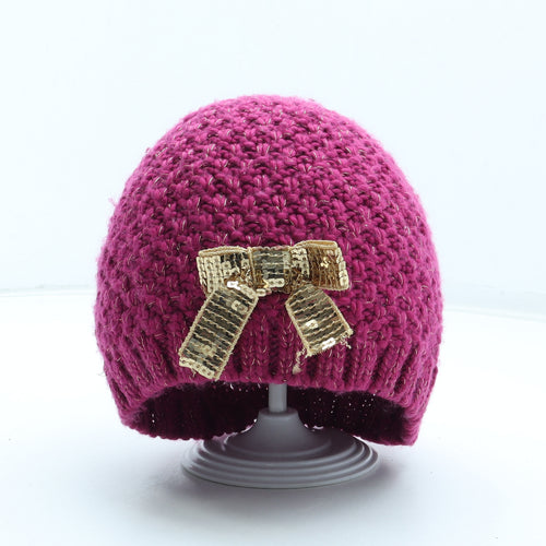 Preworn Girls Pink Acrylic Beanie One Size