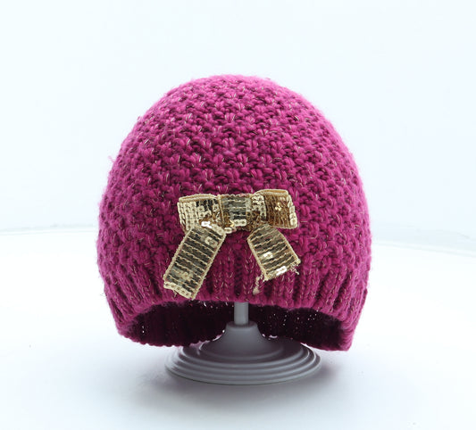 Preworn Girls Pink Acrylic Beanie One Size