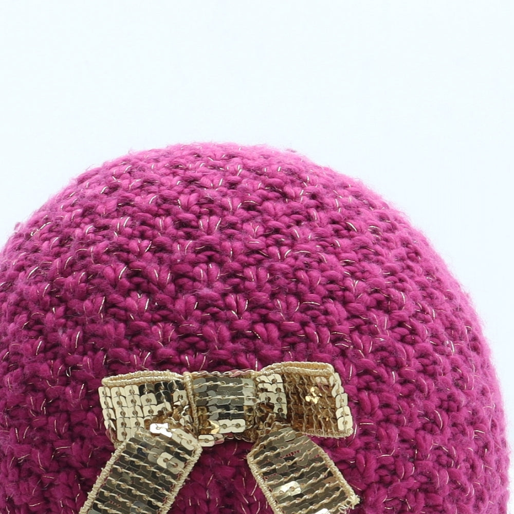 Preworn Girls Pink Acrylic Beanie One Size