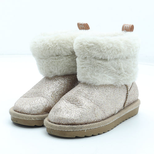 Preworn Girls Pink Polyester Shearling Style Boot UK 8 25