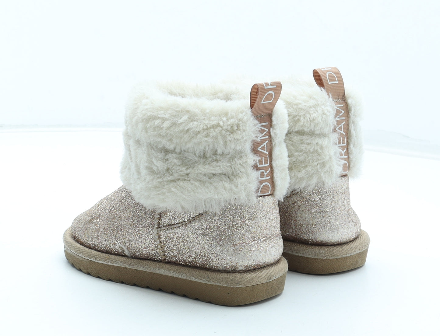 Preworn Girls Pink Polyester Shearling Style Boot UK 8 25