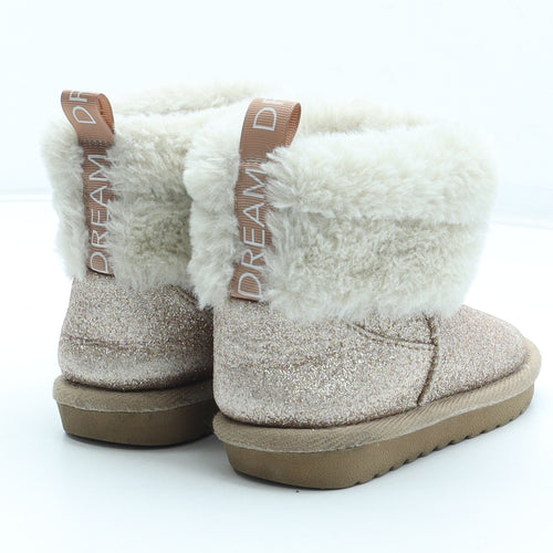 Preworn Girls Pink Polyester Shearling Style Boot UK 8 25