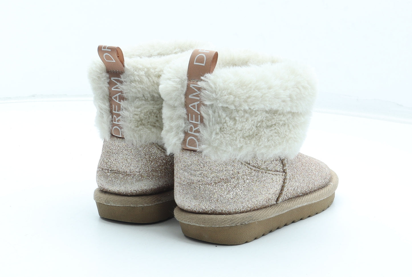Preworn Girls Pink Polyester Shearling Style Boot UK 8 25