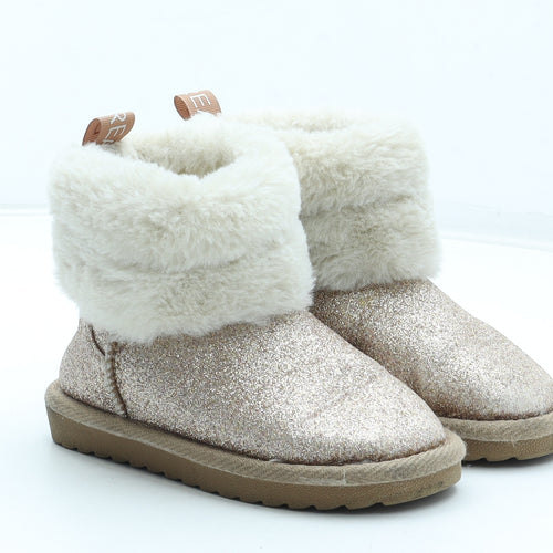 Preworn Girls Pink Polyester Shearling Style Boot UK 8 25