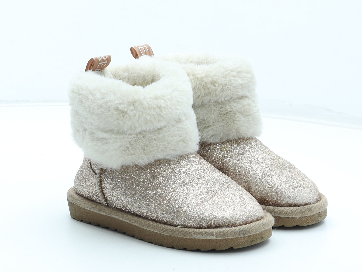 Preworn Girls Pink Polyester Shearling Style Boot UK 8 25