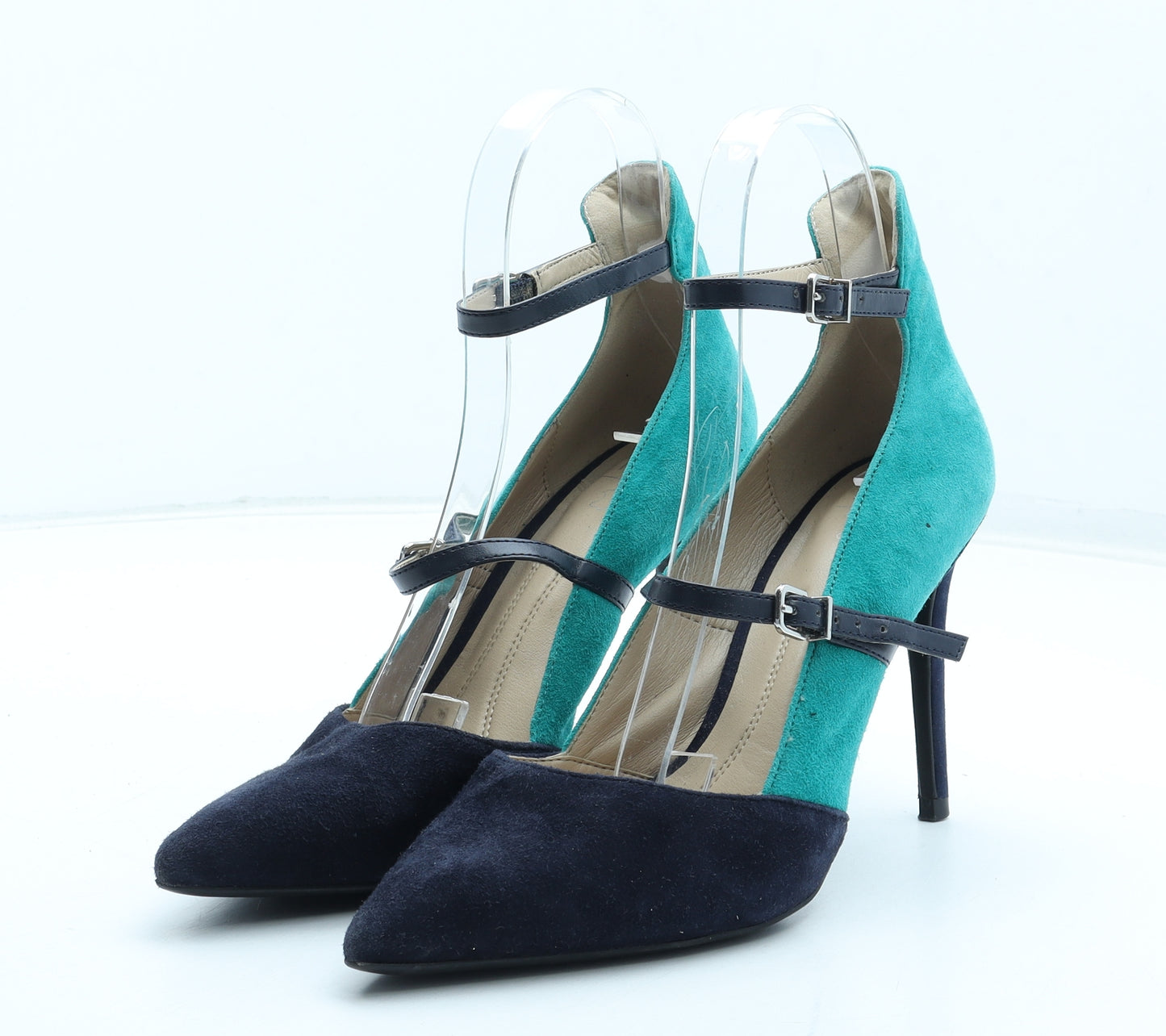 Marks and Spencer Womens Blue Colourblock Polyurethane Strappy Heel UK