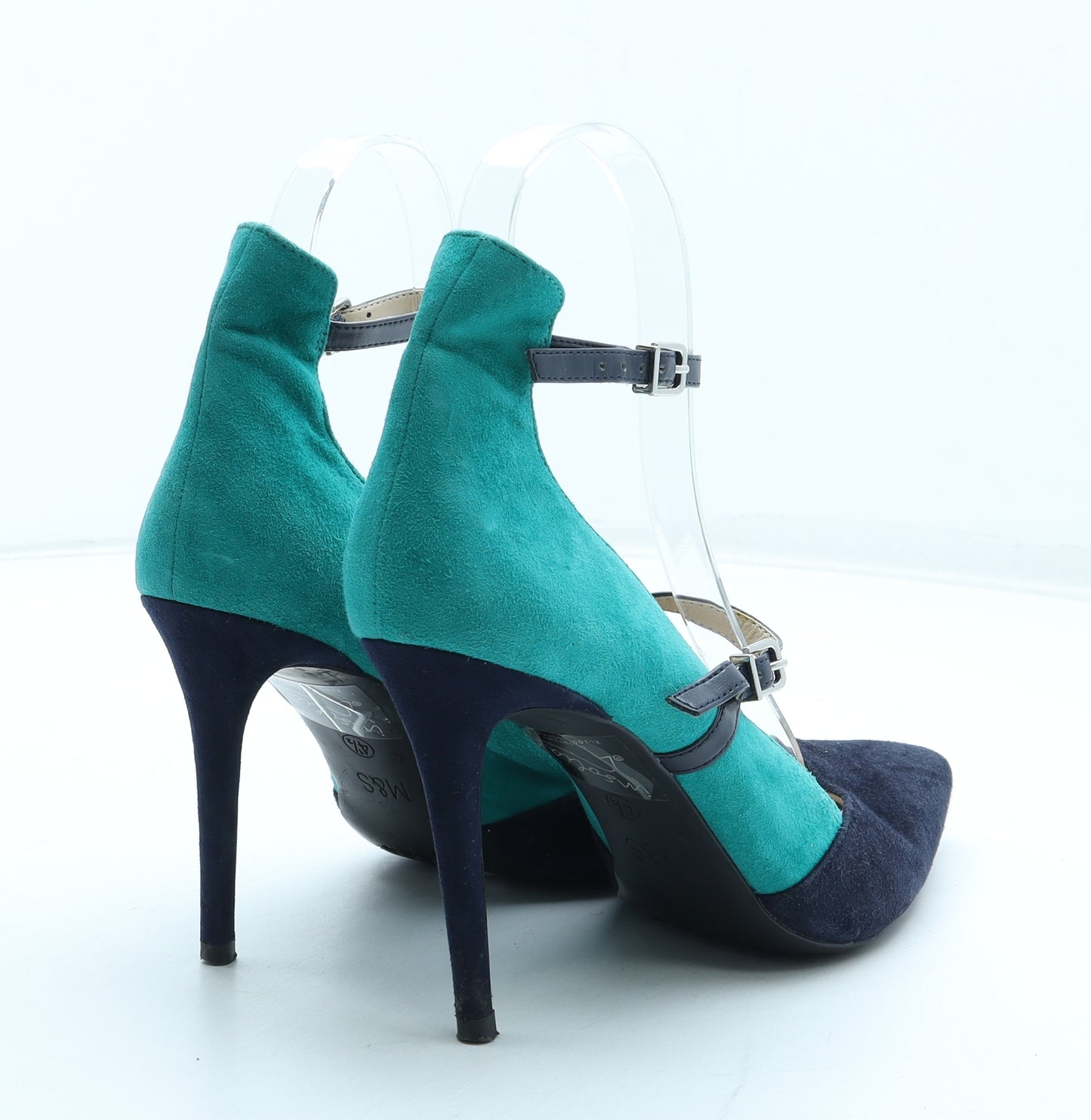 Marks and Spencer Womens Blue Colourblock Polyurethane Strappy Heel UK