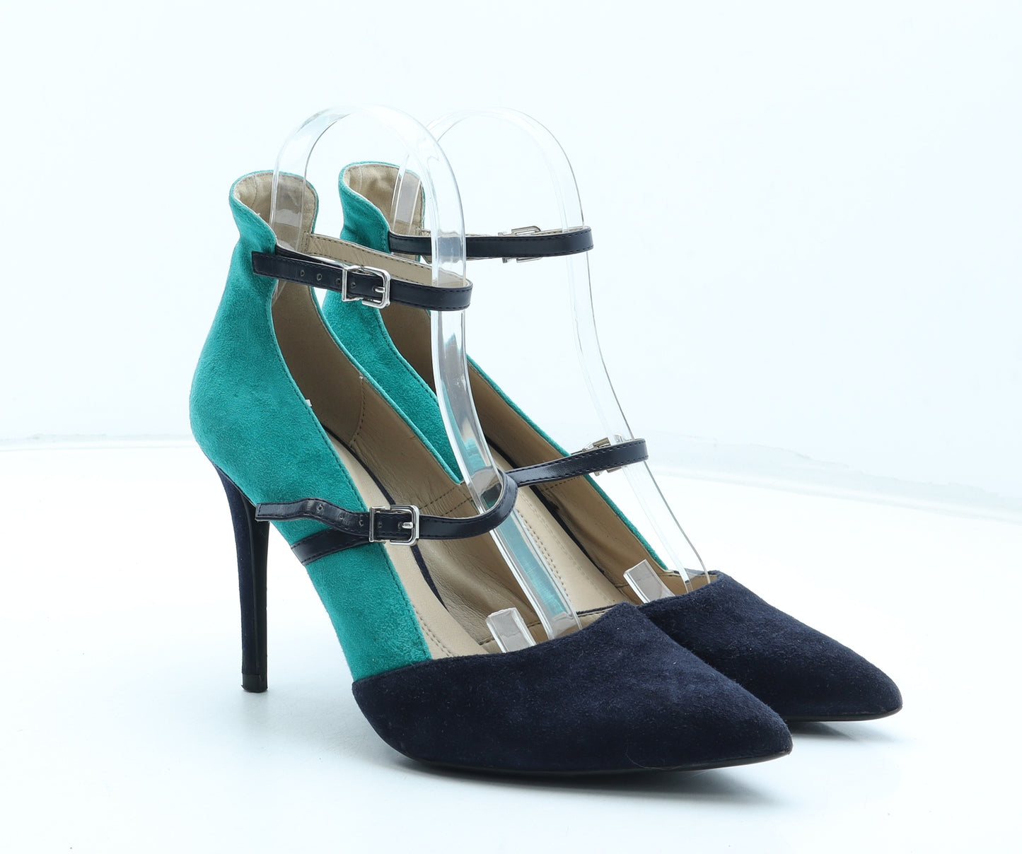 Marks and Spencer Womens Blue Colourblock Polyurethane Strappy Heel UK