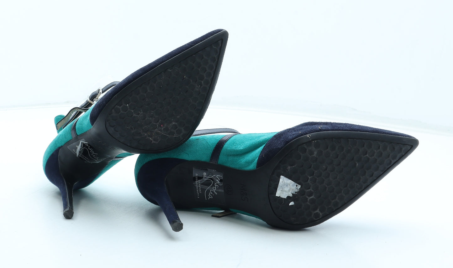 Marks and Spencer Womens Blue Colourblock Polyurethane Strappy Heel UK