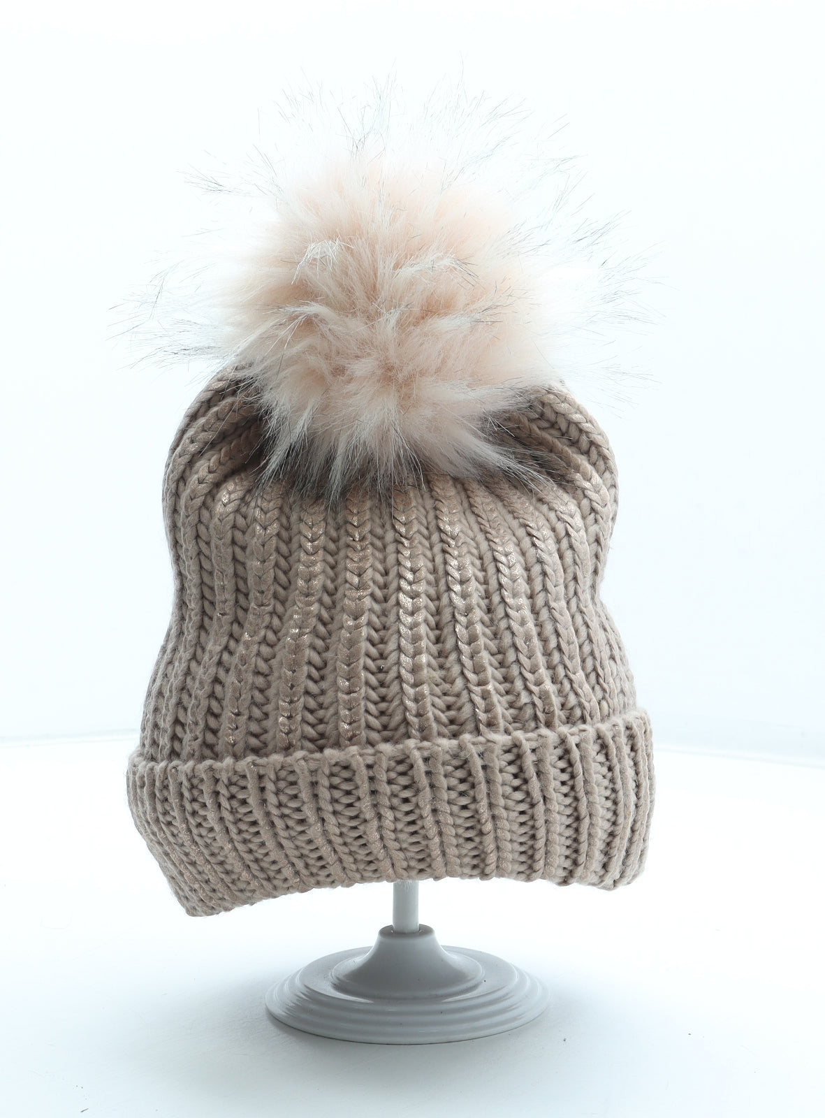 Preworn Womens Brown Acrylic Bobble Hat One Size