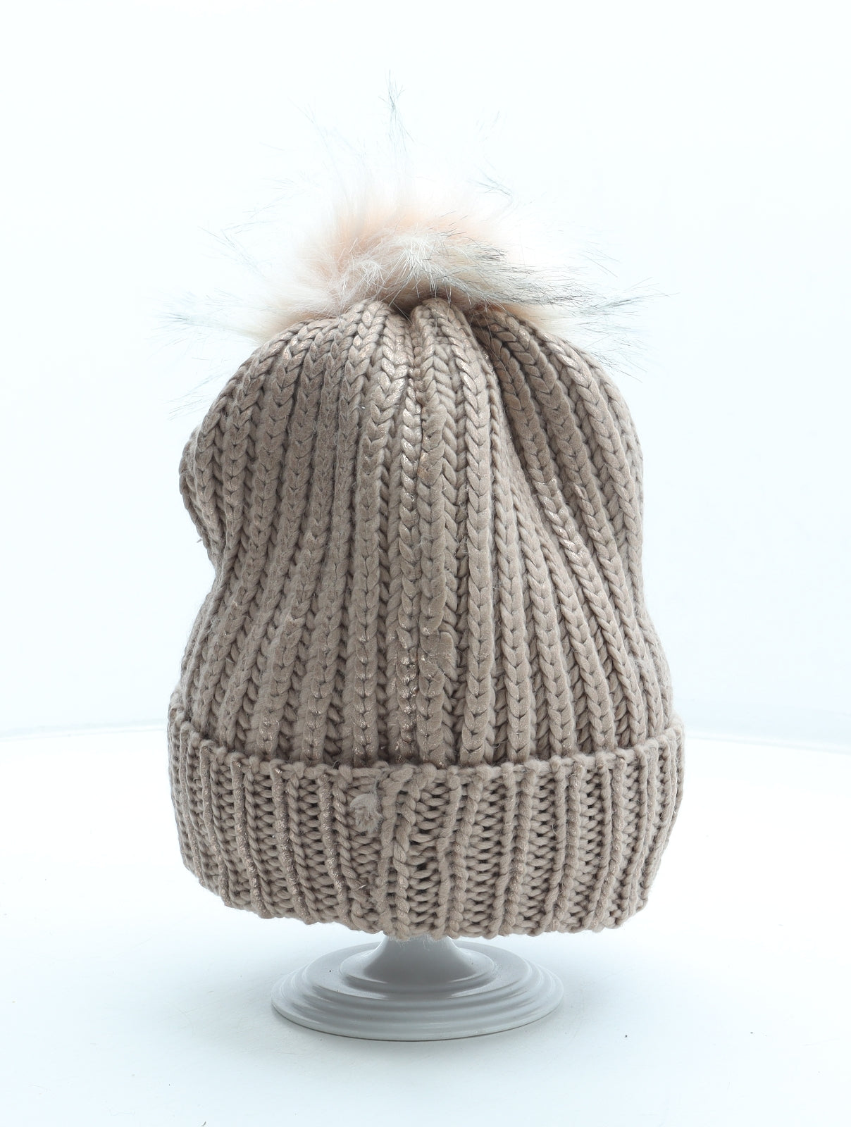Preworn Womens Brown Acrylic Bobble Hat One Size