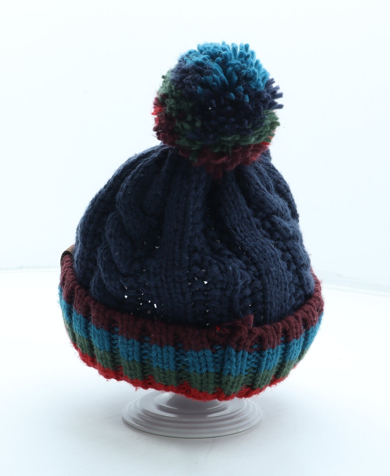 Heat Machine Womens Multicoloured Colourblock Acrylic Bobble Hat One Size