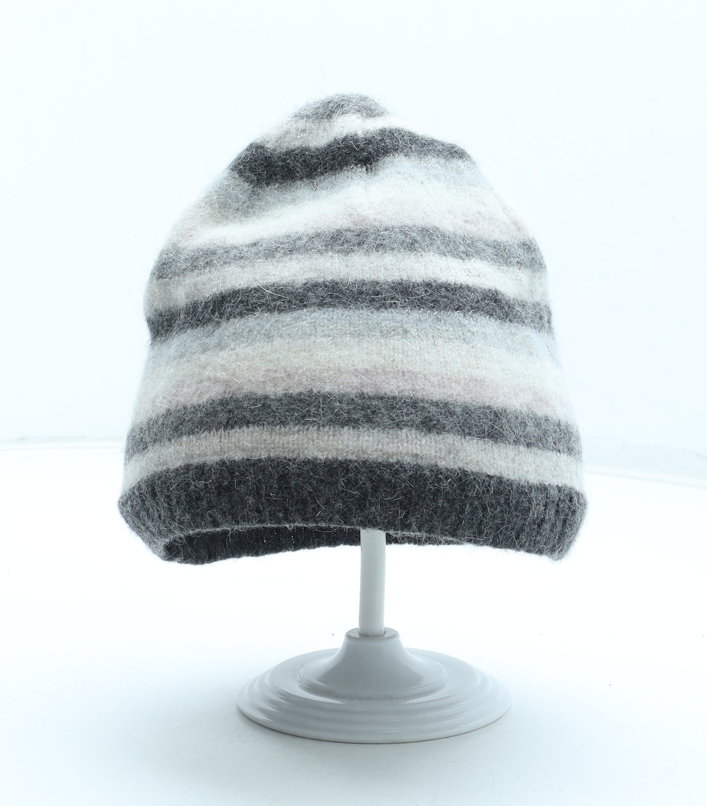 Preworn Womens Multicoloured Striped Acrylic Beanie One Size