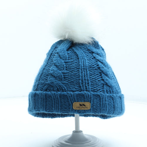 Trespass Boys Blue Acrylic Bobble Hat Size S - Size 2-4 Years