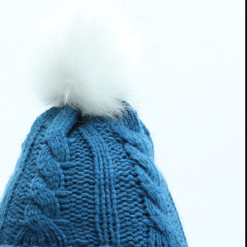 Trespass Boys Blue Acrylic Bobble Hat Size S - Size 2-4 Years