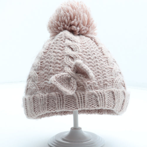Preworn Girls Pink Acrylic Bobble Hat One Size