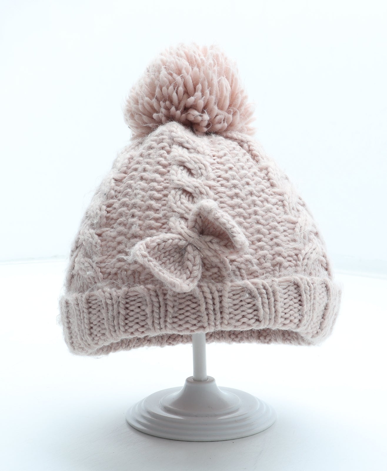 Preworn Girls Pink Acrylic Bobble Hat One Size