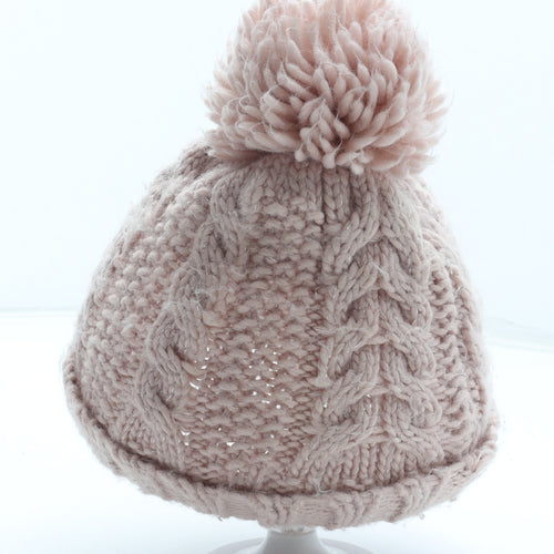 Preworn Girls Pink Acrylic Bobble Hat One Size