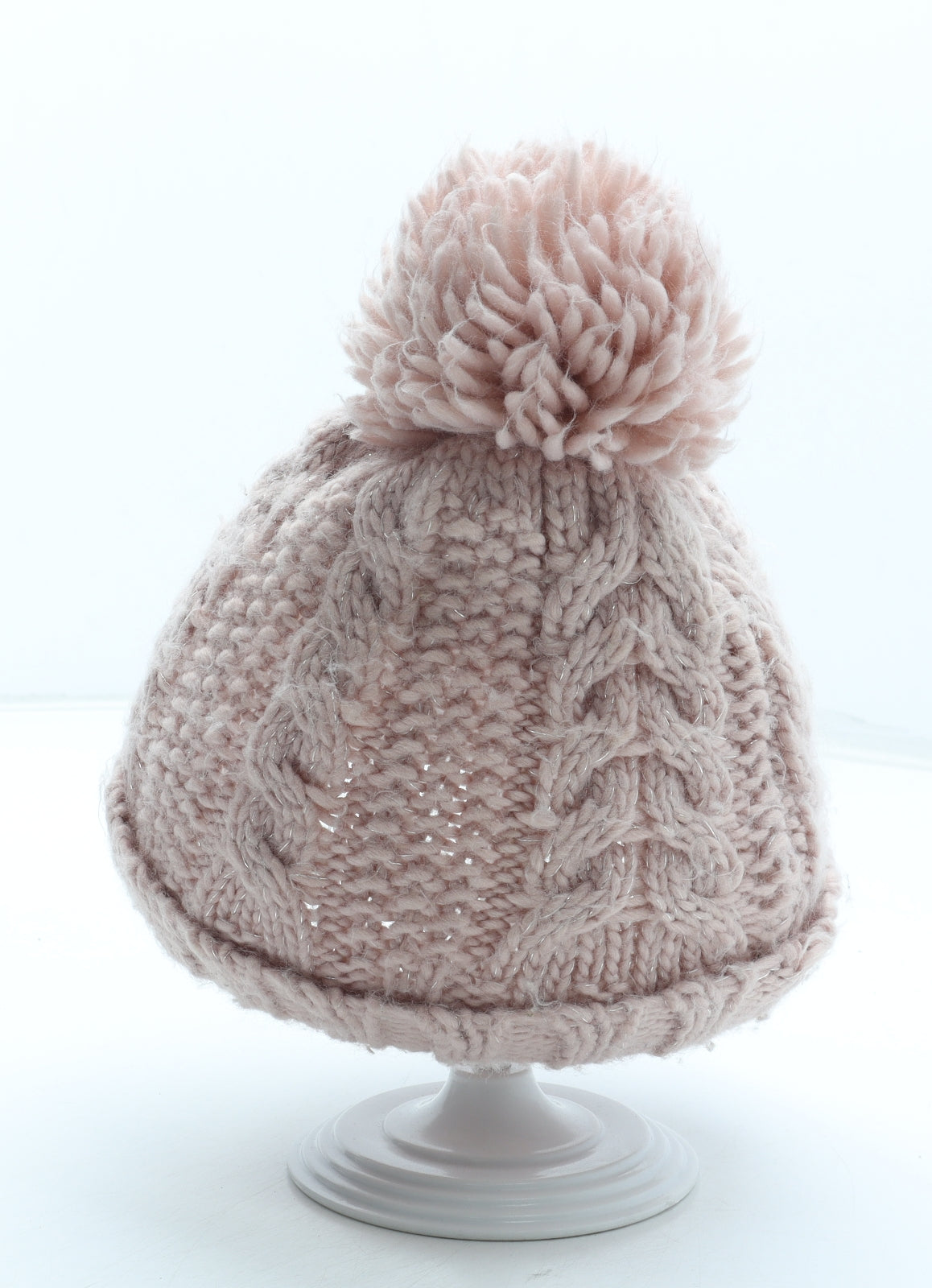 Preworn Girls Pink Acrylic Bobble Hat One Size