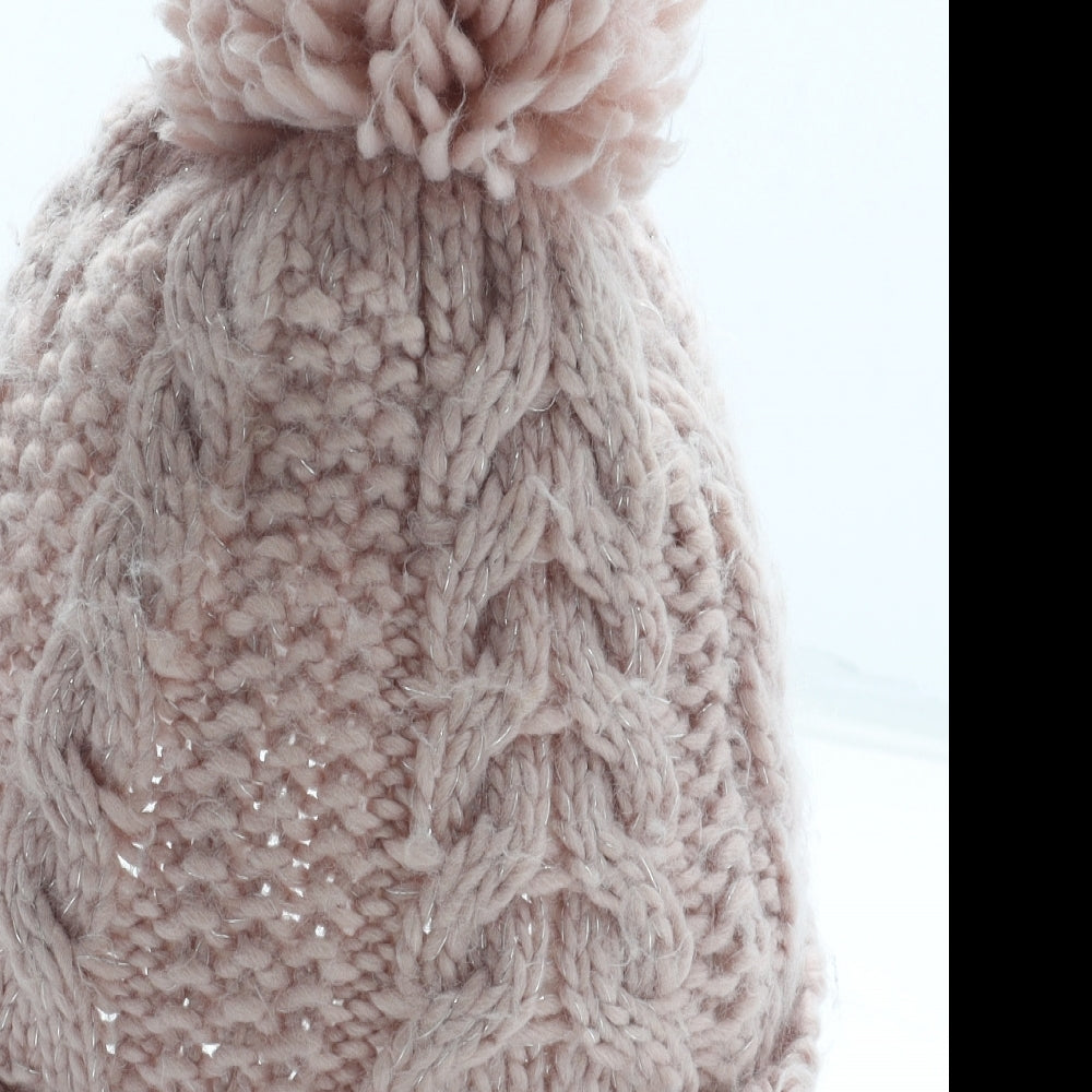 Preworn Girls Pink Acrylic Bobble Hat One Size