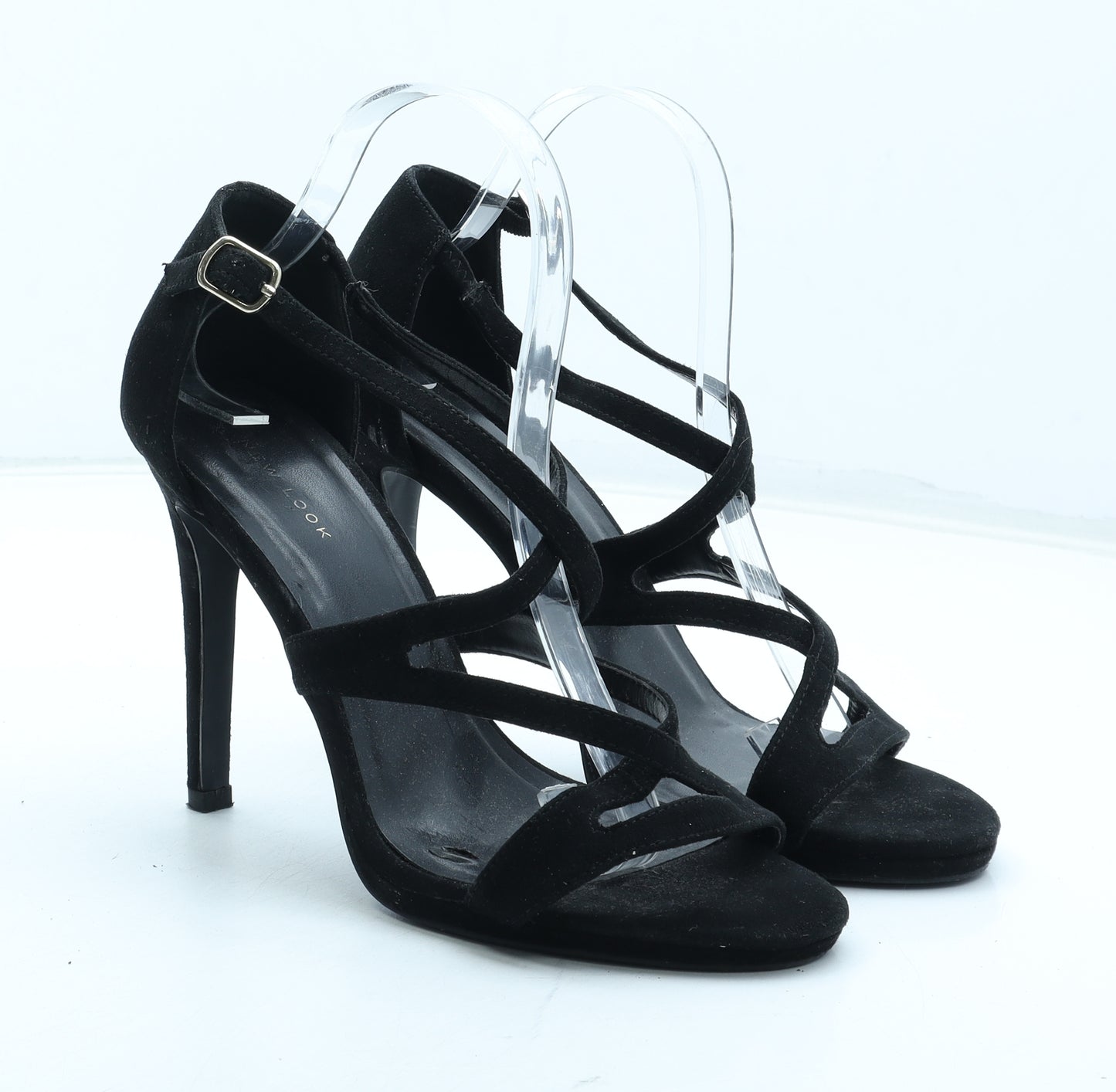 New Look Womens Black Polyurethane Strappy Heel UK