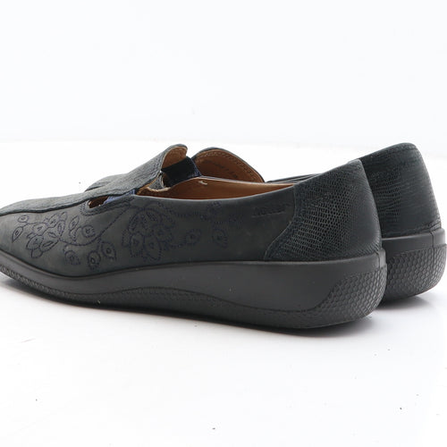 Hotter Womens Black Floral Synthetic Slip On Casual UK