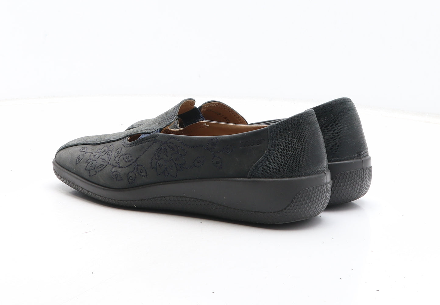Hotter Womens Black Floral Synthetic Slip On Casual UK