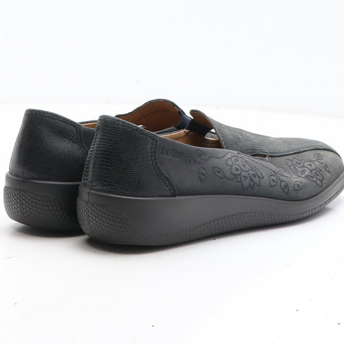 Hotter Womens Black Floral Synthetic Slip On Casual UK