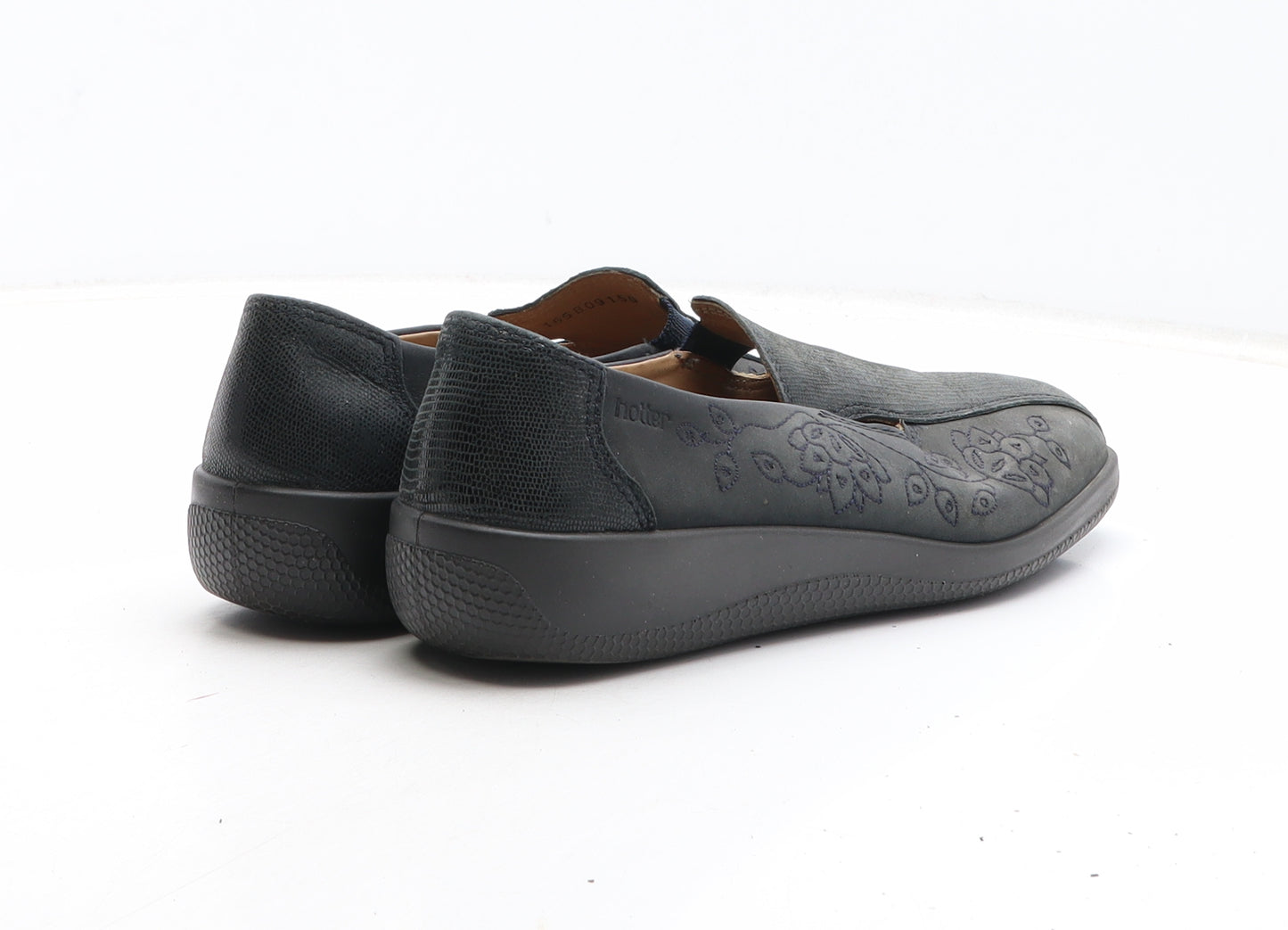 Hotter Womens Black Floral Synthetic Slip On Casual UK