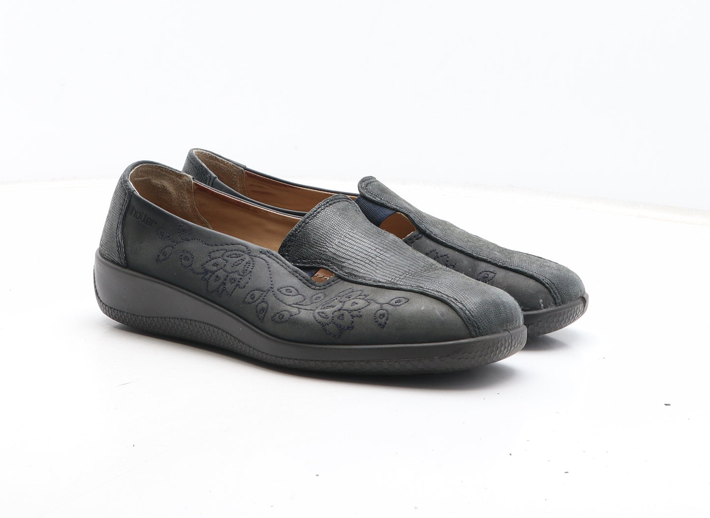 Hotter Womens Black Floral Synthetic Slip On Casual UK