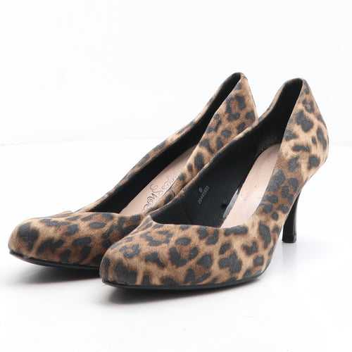Preworn Womens Brown Animal Print Synthetic Court Heel UK - Leopard Print