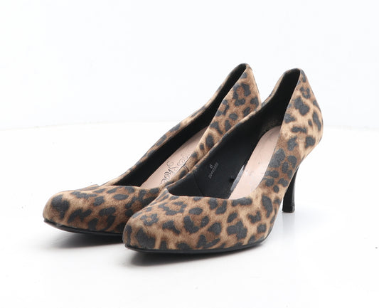 Preworn Womens Brown Animal Print Synthetic Court Heel UK - Leopard Print